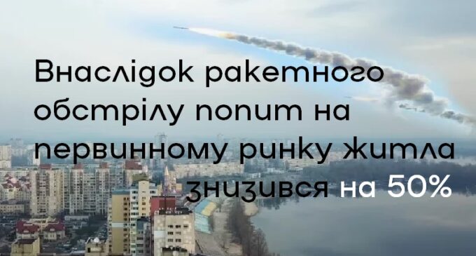Внаслідок ракетного обстрілу попит на первинному ринку житла знизився на 50%